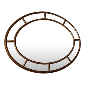 Vintage Gold Faux Bamboo Oval Wall Mirror