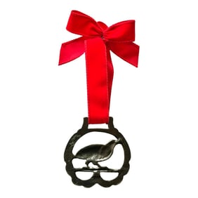 Vintage Equestrian English Horse Brass Holiday Christmas Ornament Bird Partridge