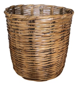 1970s Vintage Bamboo Reed Handwoven Basket