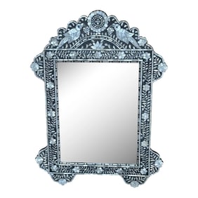 Late 20th Century Anglo-Indian Style Mother of Pearl Inlaid Neoclassical Mirror