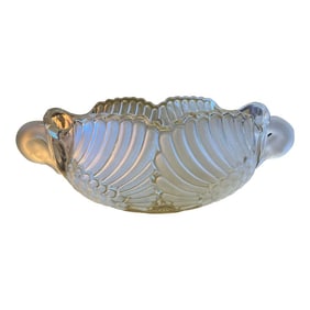 Vintage Glass Oval Swan Cachepot Bowl Vase Centerpiece