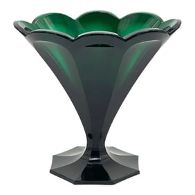 19th Century Biedermeier Emerald Cut Crystal Oval Octagonal Vase