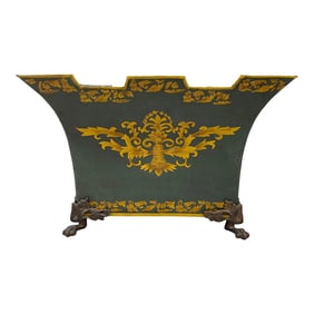 Vintage Italian Tole Planter W/ Lion Pulls