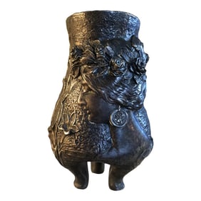 Antique 1900s French Art Nouveau Louchet Cisele Bronze Vase