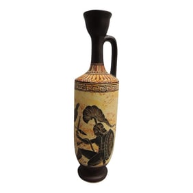 Brown and Orange Tall Classical Greek Decorative Vase With Handle