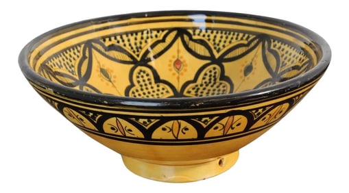 Vintage Moroccan Handcrafted Ceramic Yellow Bowl