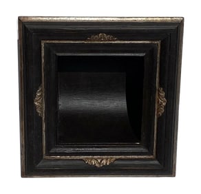 Italian Baroque Style Bathroom Paper Holder in "Tanuccio" Ebony & Silver Parcel-Gilt by Judson Roths