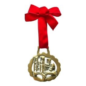 Vintage Equestrian English Horse Brass Holiday Christmas Ornament York Minster