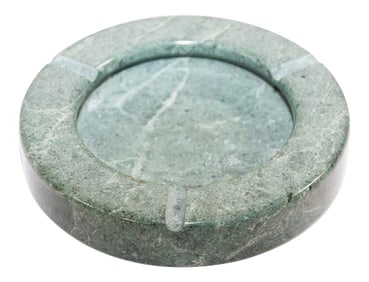 Vintage Round Post Modern Green Marble Ashtray 1970 Made in Italy
