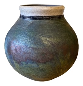 1980s Kokopelli Raku Pottery Vase
