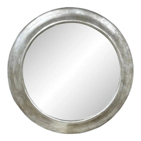 Late 20th Century French Modern Silver-Leaf Round Mirror, 58" Diameter