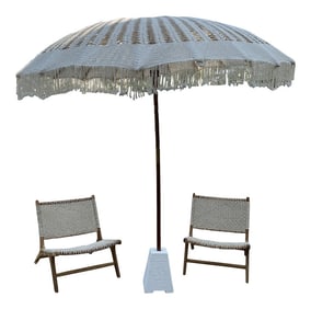 Macrame Umbrella & Chairs - Set of 3