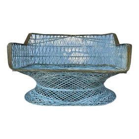 1960s Mid-Century Weaved Sofa, Settee, Loveseat Russell Woodard Style