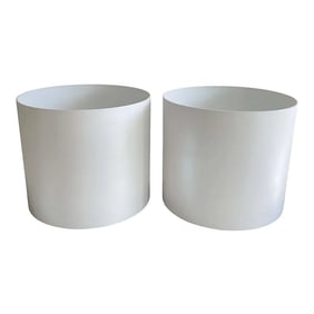 Mid 20th Century Italian Modern White Lacquered Fiberglas Planters - a Pair
