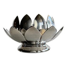 Mid 20th Century Vintage Reed & Baron Silverplate Lotus Flower Vase