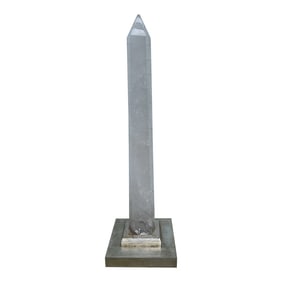 Neoclassical Grand Tour Style Rock Crystal Obelisk Silver Gilt Mount
