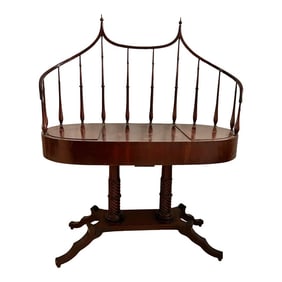 Vintage Double Planter Console Table With Spindle Back