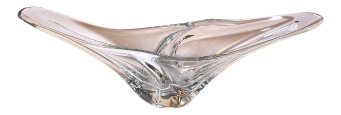 Sculptural Curvilinear Art Glass Fruit Bowl by Daum France