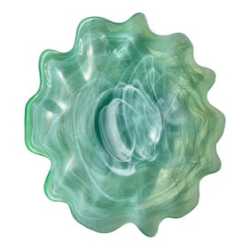 Vintage Turquoise Coastal Style Art Glass Bowl