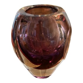 Seguso Murano Mid-Century Heavy Hand Blown Studio Art Glass Cabinet Vase