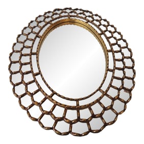 Gold Leaf and Wood Oval Peruvian Mirror