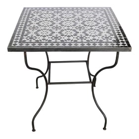 Moroccan Fez Mosaic Table in Black and White Tiles