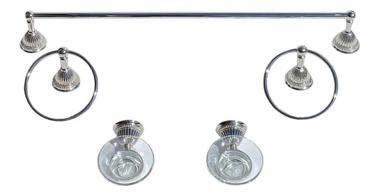 Altmans Polished Nickel Set Towel Bar, Soap Holders & Towel Rings - 5 Piece Set