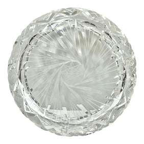 Vintage Heavy Weight Cut Crystal Etched Ashtray With Star Motif