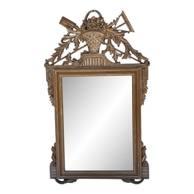 French Mantel Mirror With Garden Tools & Basket
