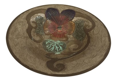 A. Delbaux Art Nouveau Brass Enameled Bowl