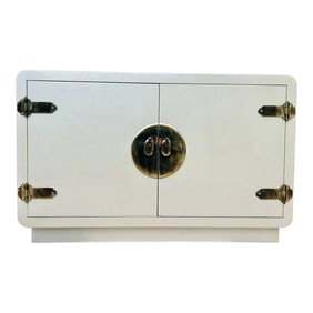 Vintage 1970s Mastercraft Chinoiserie Ivory Lacquer Console Table - Hollywood Regency Sideboard Ca