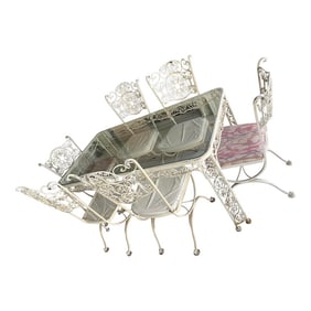 1940s Iron Dining Table & 7 Chairs