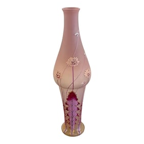 Early 20th Century Art Nouveau Lavender Dandelion Enameled Vase