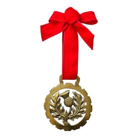 Vintage Equestrian English Horse Brass Holiday Christmas Ornament Thistle Pineapple