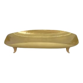 Mid 20th Century Werkst?§tte Hagenauer Wien, Oblong Hammered Footed Brass Bowl, Karl Hagenauer
