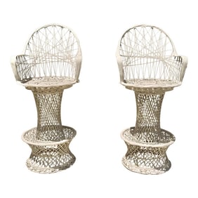 Mid 20th Century Mid Century Swivel Bar Stools Russell Woodard Style - a Pair