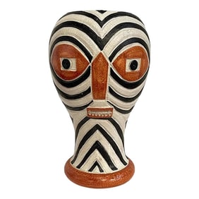 Late 20th Century Modern Italian Pottery Mask Motif Vase, by Nd Dolfi