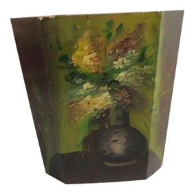 Red and Green Wood Lacquer Finish Waste Bin/Garbage Can
