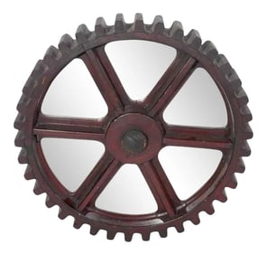 Late 19th Century Antique Industrial Cog Mirror