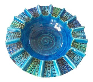 1950s Mid-Century Modern Aldo Londi Blue Ceramic Ashtray