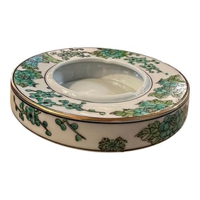 Vintage Green Floral Catchall Dish Ashtray