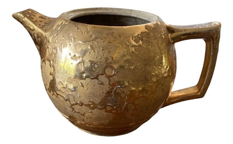 1970s 24kt Gold Dripped Pottery - Teapot Vase