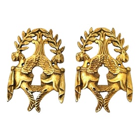 Antique Ornate Dimensional Brass Keyholes - Set of 2