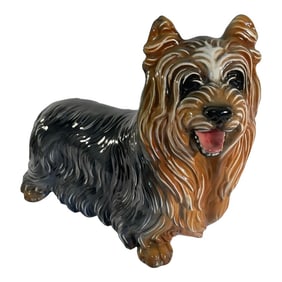1980s Ronzan Italian Glazed Ceramic Yorkshire Terrier Dog