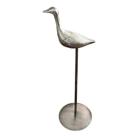Mid-Century Chrome Crane Figurine Statue or Hat Stand 18" High