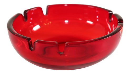 Vintage Mid-Century Glass Ruby Red Cigar Ashtray