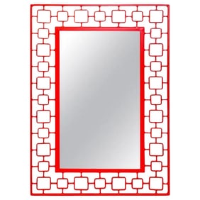 Mid 20th Century French Modern Red Enameled Iron Mirror