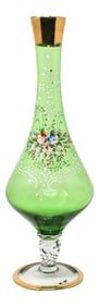 Bohemian Emerald Green Glass Gilded
