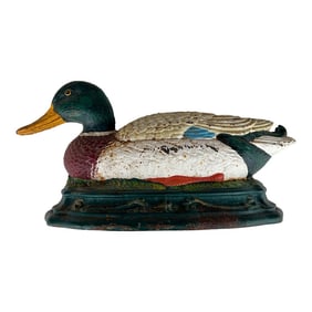 Early 20th Century Cast Iron Mallard Duck Door Stop