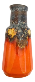 1960s Bauhaus West German Fat Lava Orange Vase